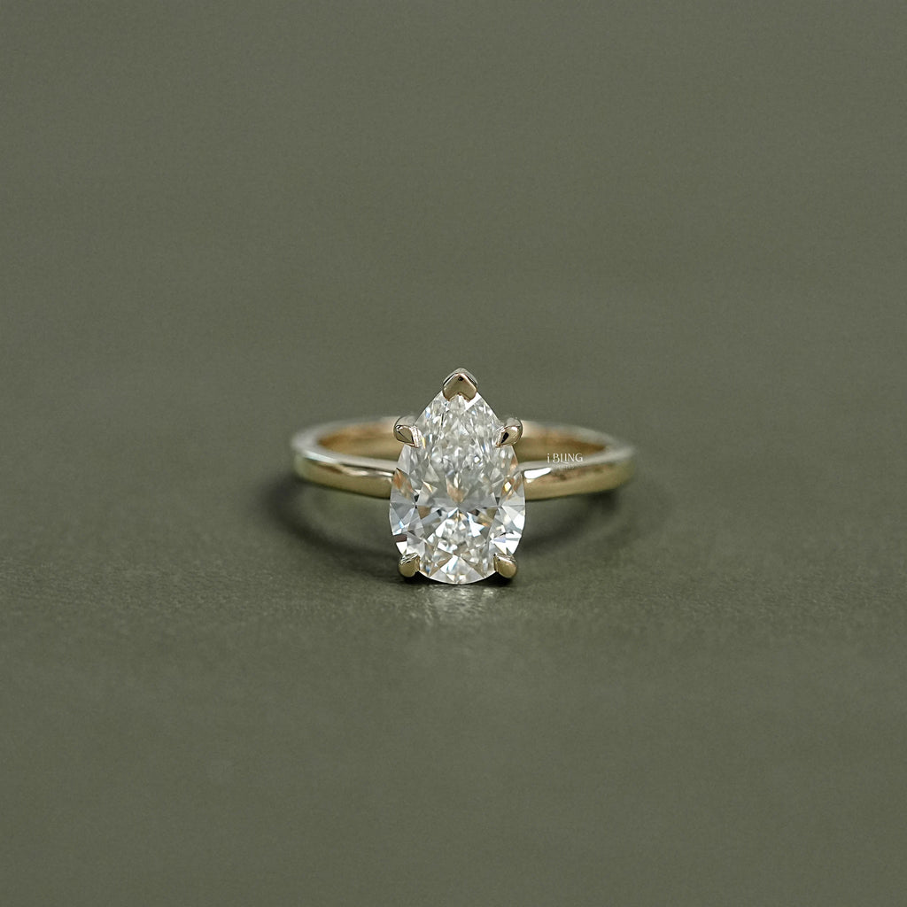 Pear Cut Lab Grown Diamond Solitaire Ring