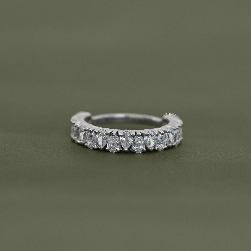 Pear Cut Diamond Up Side Down Half Eternity Band