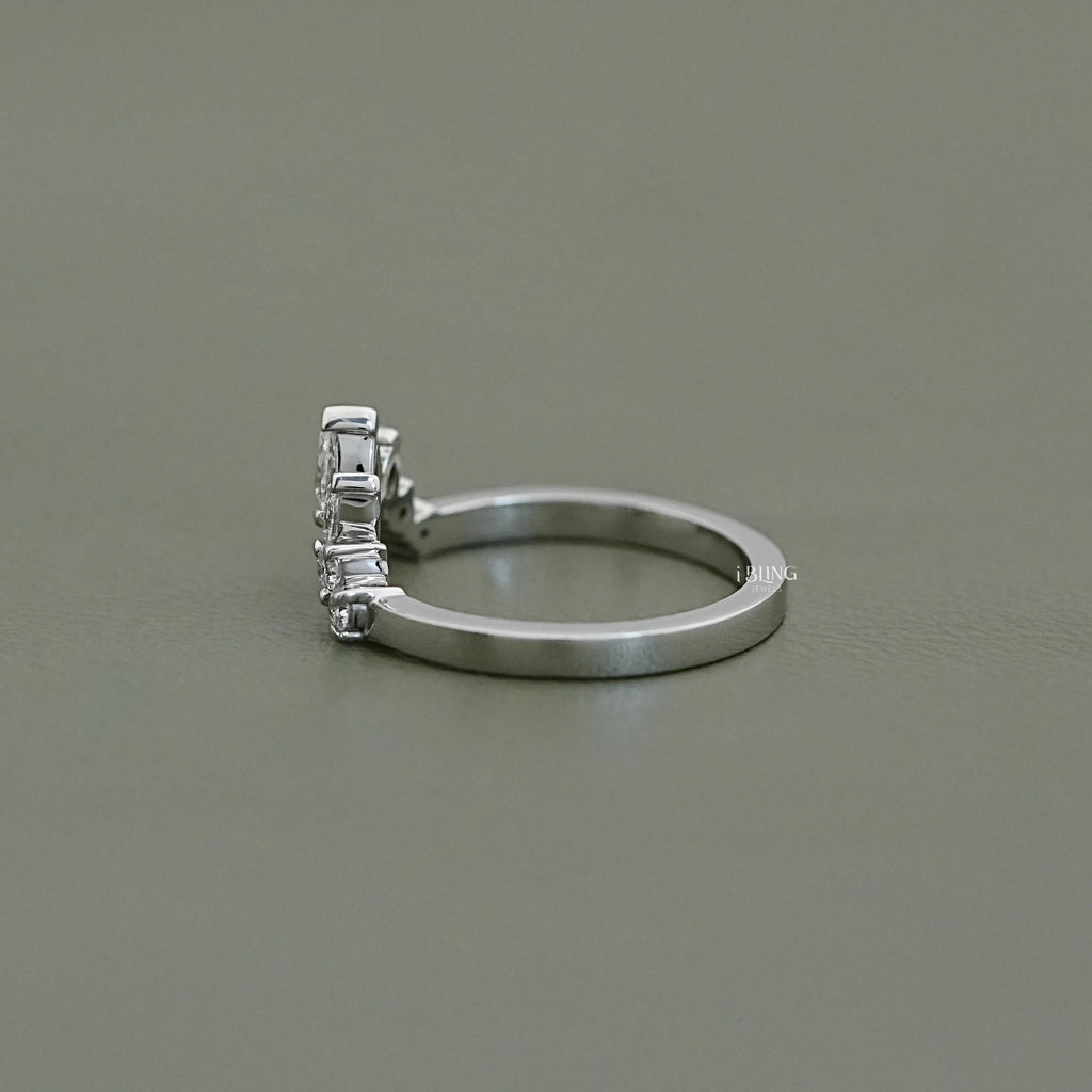 Pear Diamond Curved Wedding Band