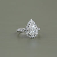 Pear Lab Grown Diamond Accent Halo Engagement Ring