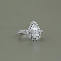 Pear Lab Grown Diamond Accent Halo Engagement Ring