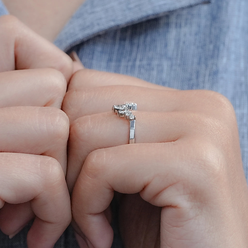 Pear Diamond Curved Wedding Band