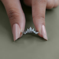 Pear Diamond Curved Wedding Band
