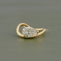 Pear Cut Lab Grown Diamond Curved Solitaire Ring