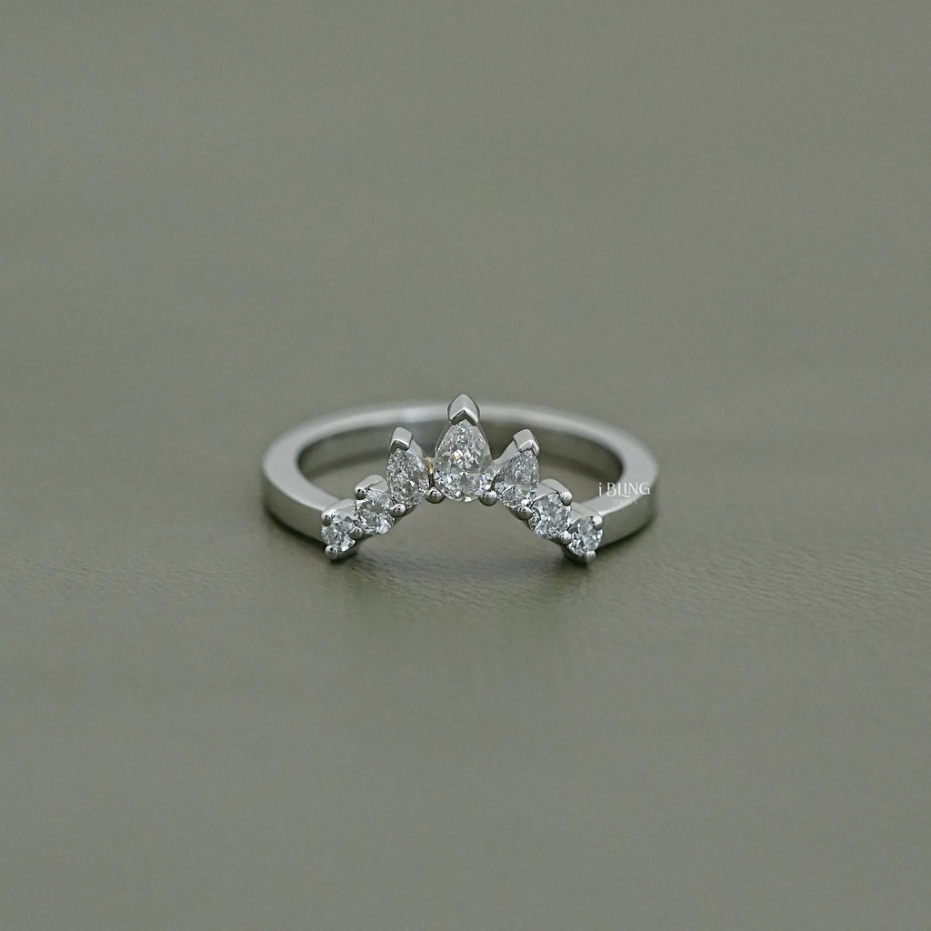 Pear Diamond Curved Wedding Band