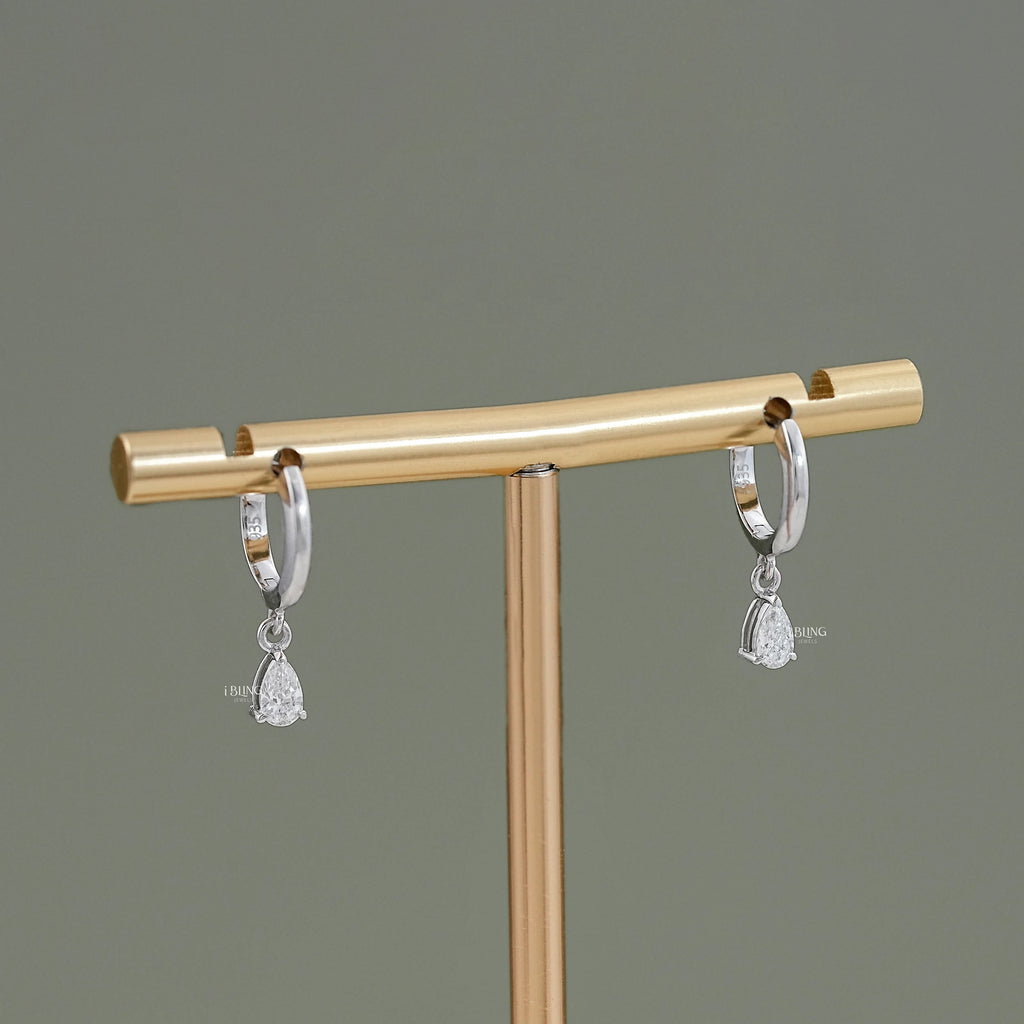 Pear Cut Lab Grown Diamond Drop Hoop