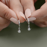 Pear Cut Lab Grown Diamond Drop Hoop