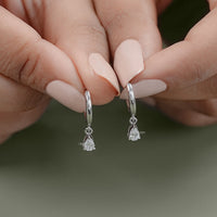Pear Cut Lab Grown Diamond Drop Hoop