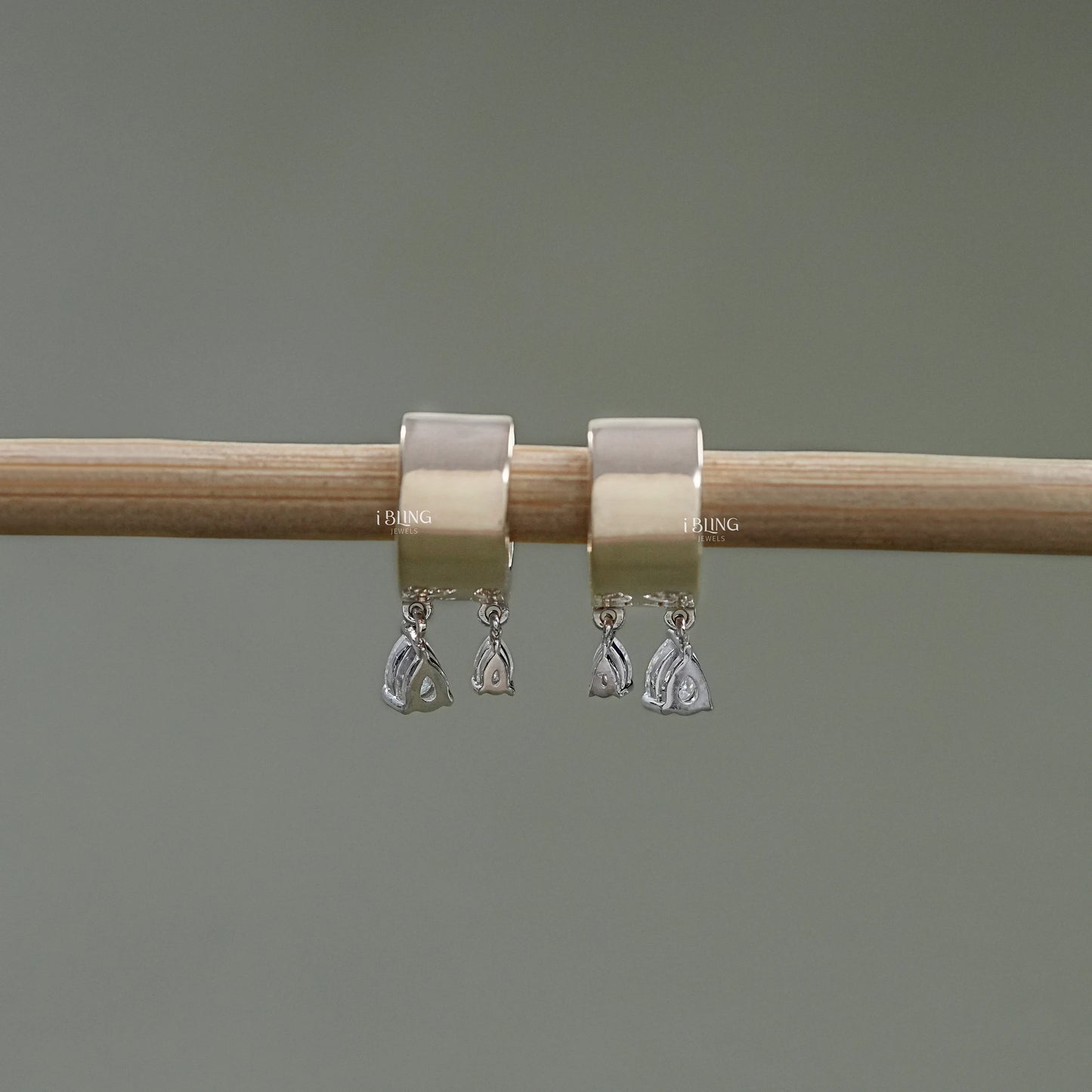 Pear Lab Diamond Huggie Hoop Earrings