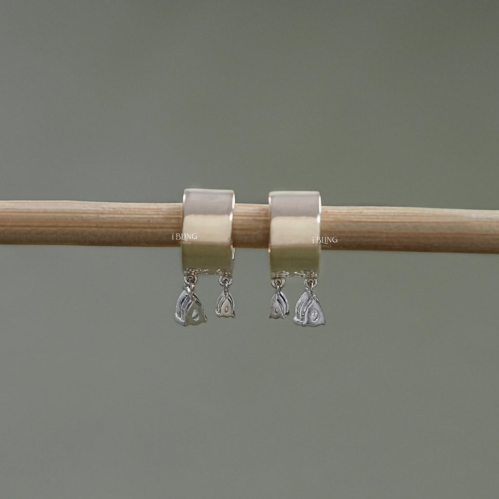 Pear Lab Diamond Huggie Hoop Earrings