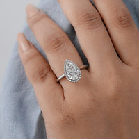 Pear Cut Lab Diamond Halo Ring