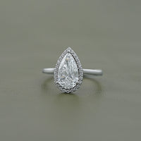 Pear Cut Lab Diamond Halo Ring