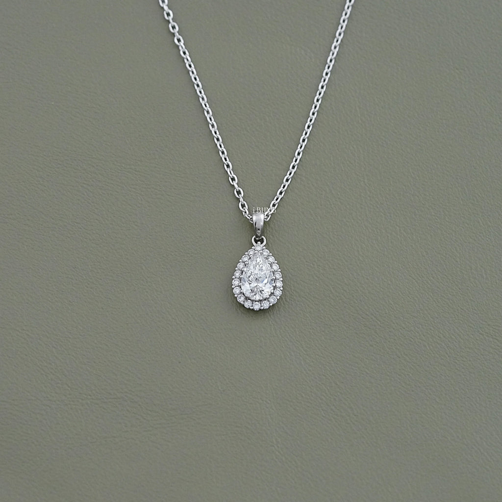 Pear Lab Diamond Halo Necklace