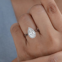 Pear Cut Lab Diamond Halo Ring