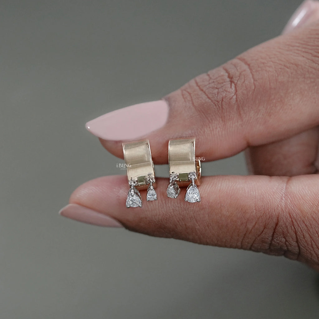Pear Lab Diamond Huggie Hoop Earrings
