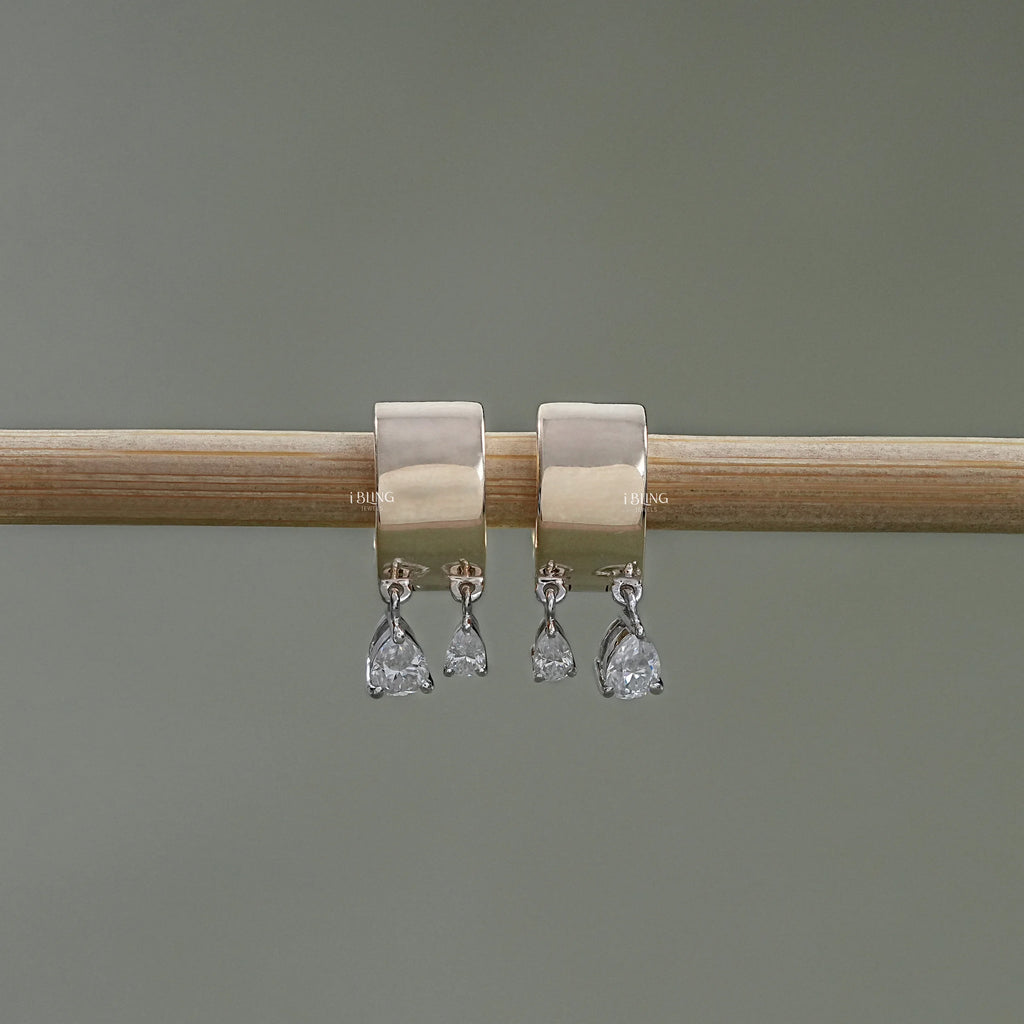 Pear Lab Diamond Huggie Hoop Earrings