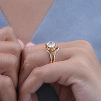 Pear Diamond Bypass Shank Solitaire Bridal Ring Set