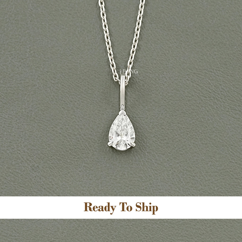 Pear Cut Lab Diamond Solitaire Pendant