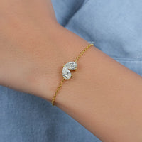 Pear Cut Diamond Toi Et Moi Chain Bracelet