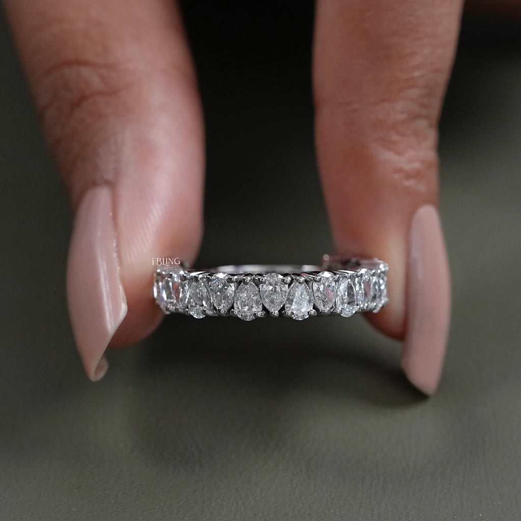 Pear Cut Diamond Up Side Down Half Eternity Band