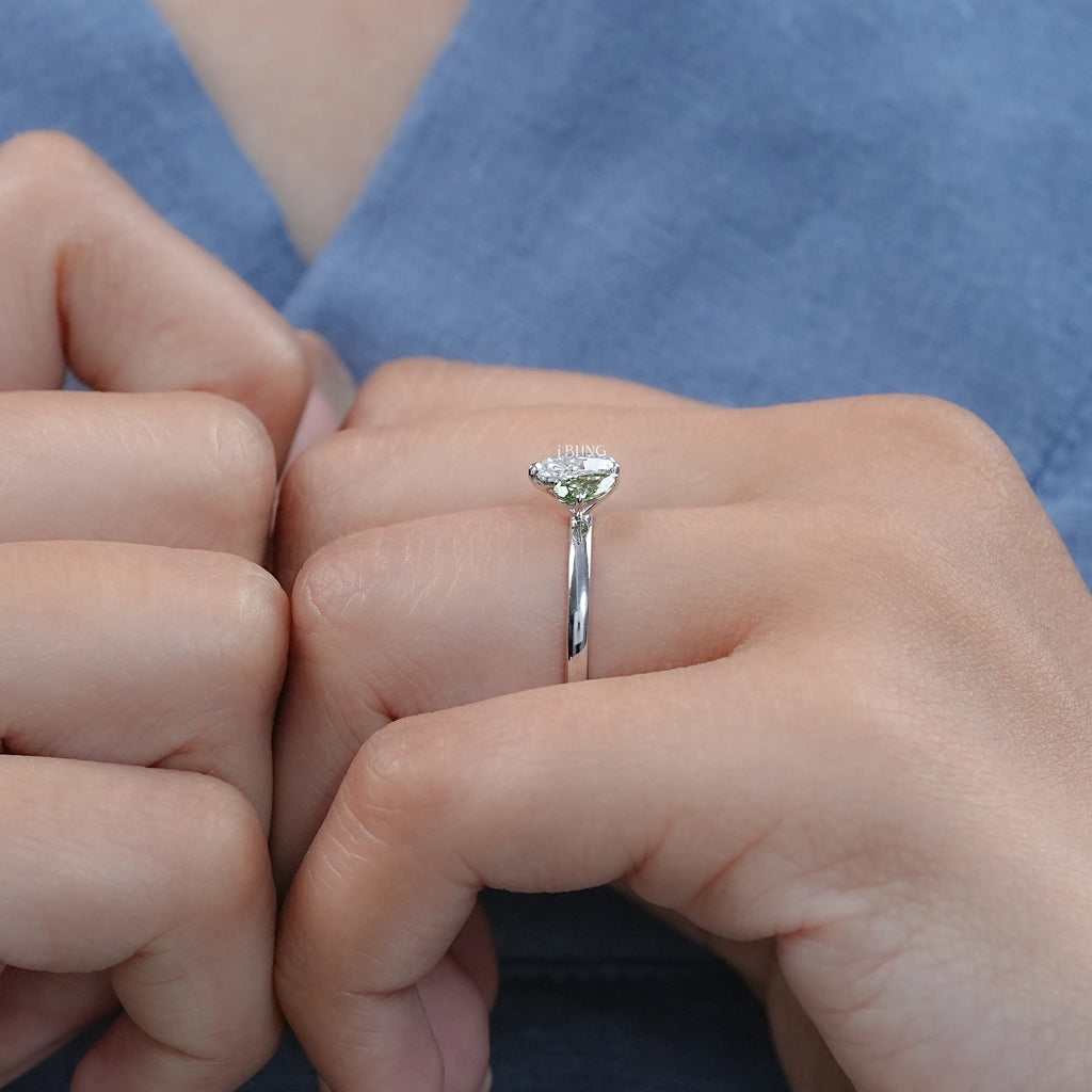 Green Pear Lab Diamond Dainty Toi Moi Wedding Ring
