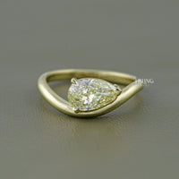 Pear Lab Grown Diamond Curved Solitaire Ring