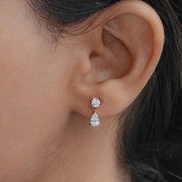 Pear And Round Lab Diamond Drop Earrings