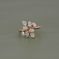 Pear Shaped Lab Diamond Cluster Set Bypass Ring