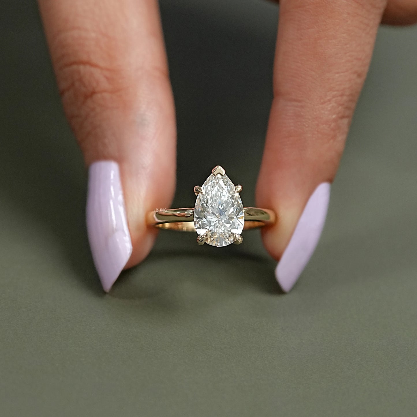 Pear Cut Lab Grown Diamond Solitaire Ring