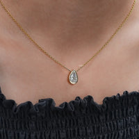 Pear Cut Lab Grown Diamond Bezel Set Solitaire Necklace