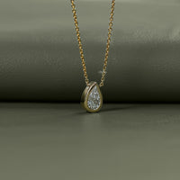 Pear Cut Lab Grown Diamond Bezel Set Solitaire Necklace