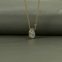 Pear Cut Lab Grown Diamond Bezel Set Solitaire Necklace