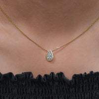 Pear Cut Lab Grown Diamond Bezel Set Solitaire Necklace