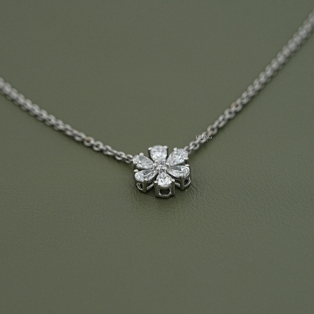 Pear Cut Lab Grown Diamond Daisy Necklace
