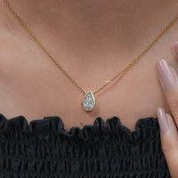 Pear Cut Lab Grown Diamond Bezel Set Solitaire Necklace