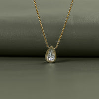 Pear Cut Lab Grown Diamond Bezel Set Solitaire Necklace