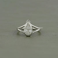 Pear Cut Lab Diamond Split Shank Engagement Ring
