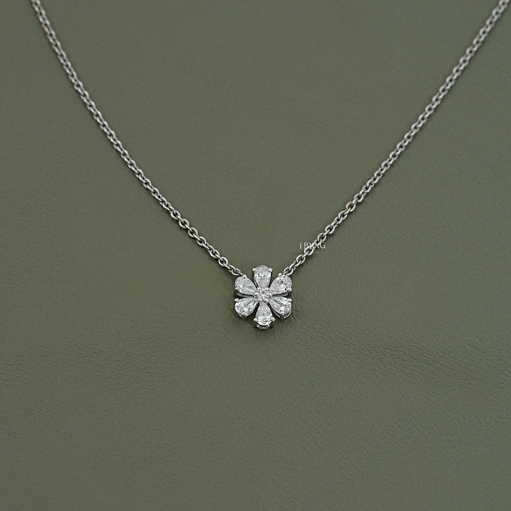 Pear Cut Lab Grown Diamond Daisy Necklace