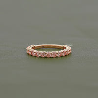 Pink Round Cut Lab Diamond Half Eternity Wedding Band