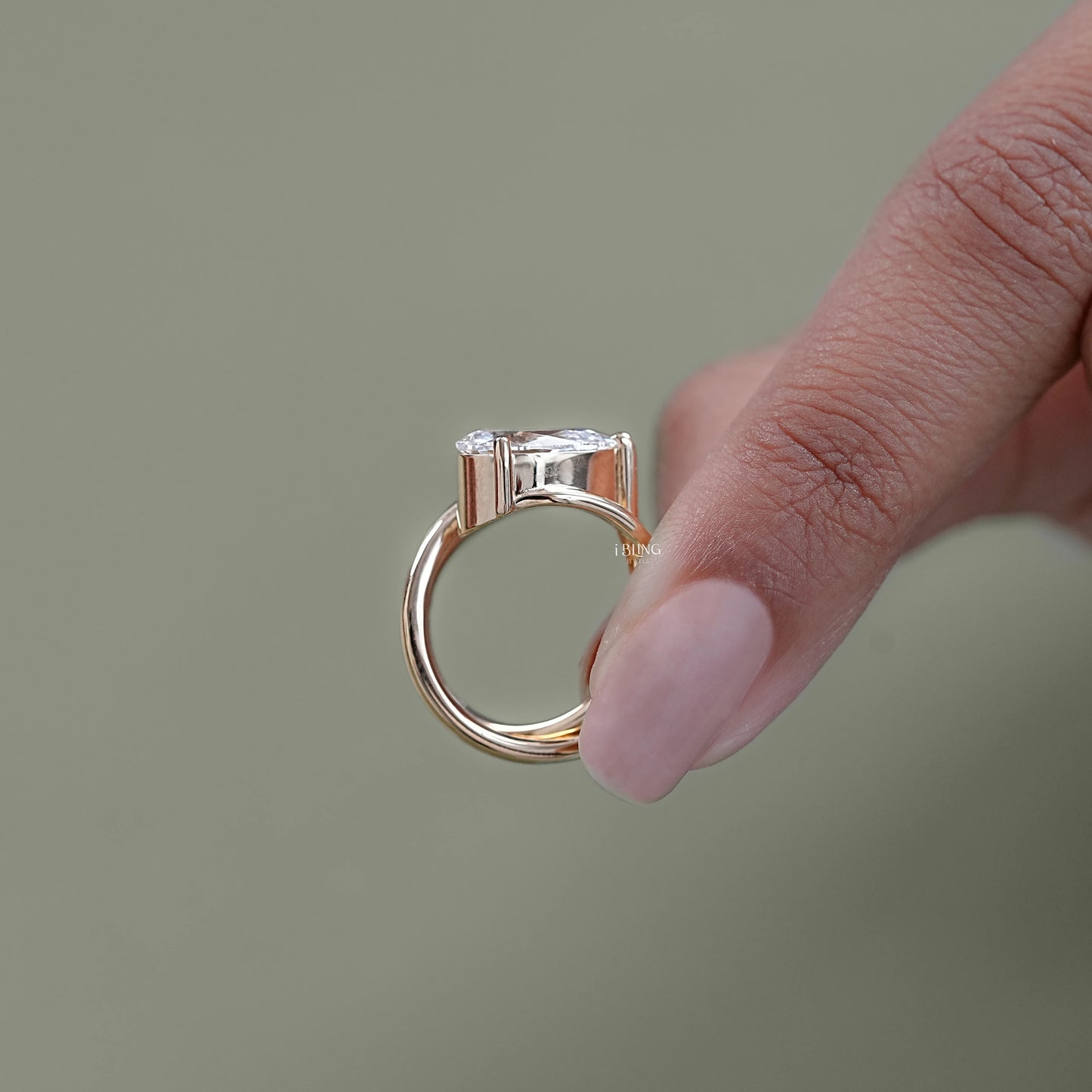 Pear Diamond Bypass Shank Solitaire Bridal Ring Set Bridal Ring Set