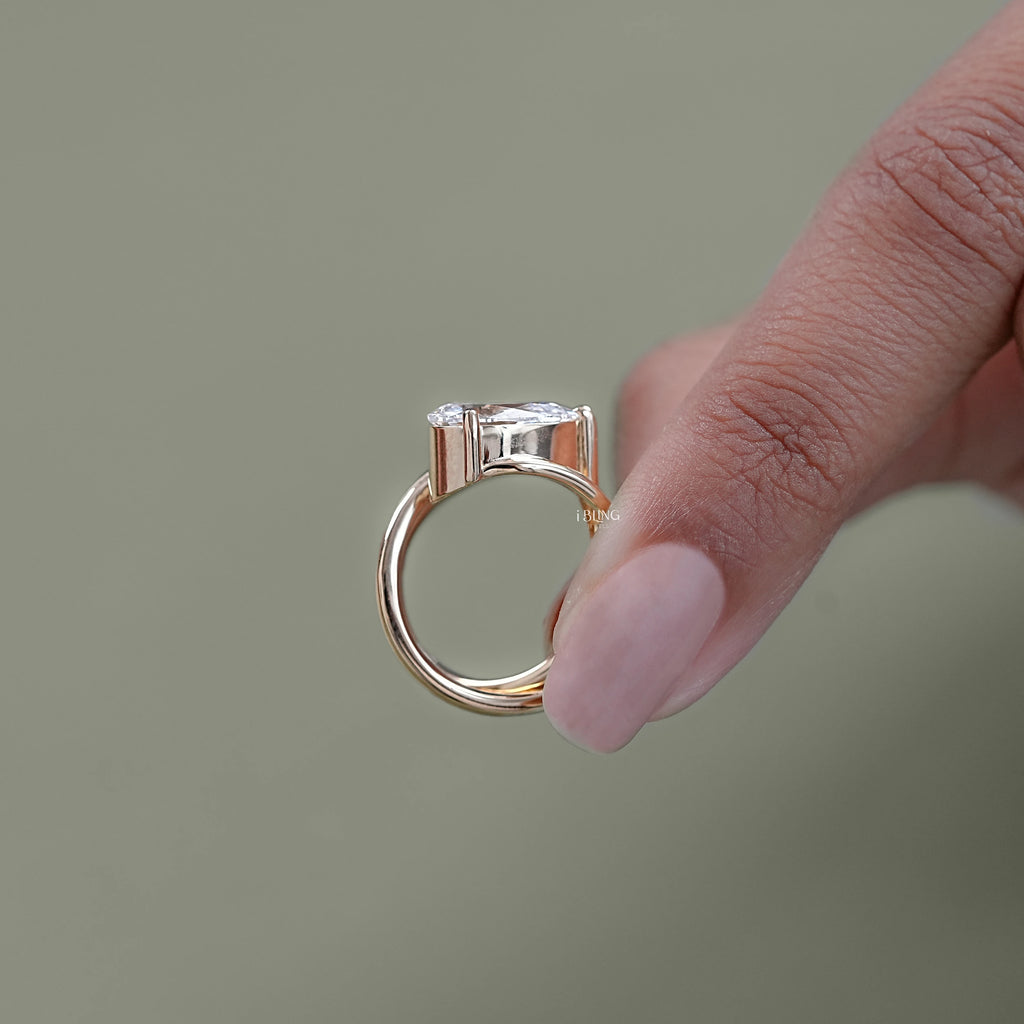 Pear Diamond Bypass Shank Solitaire Bridal Ring Set