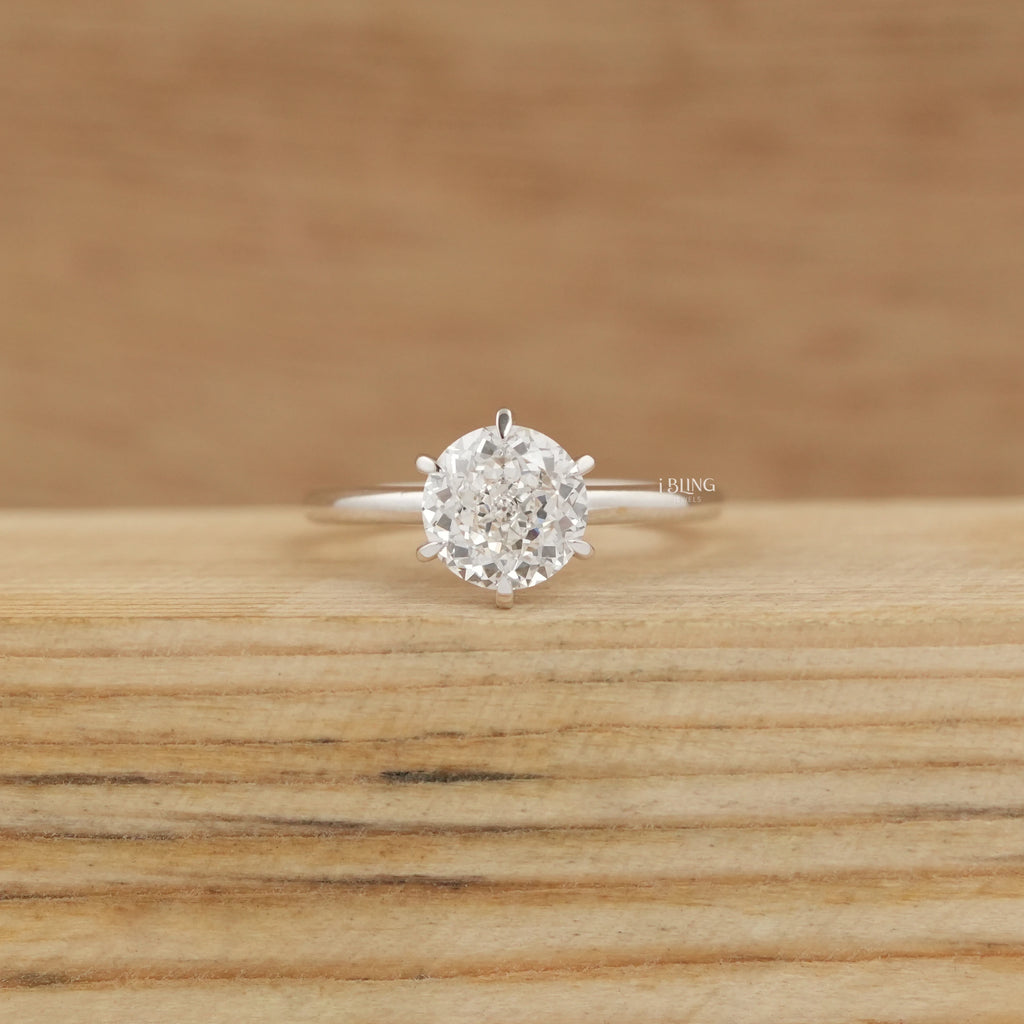 Portuguese Round Cut Solitaire Engagement Ring