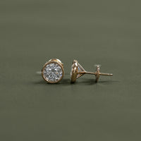 Round Cut Soliatire Bezel Set Stud Earrings
