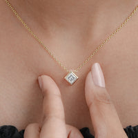 Princess Diamond Bezel Set Solitaire Necklace