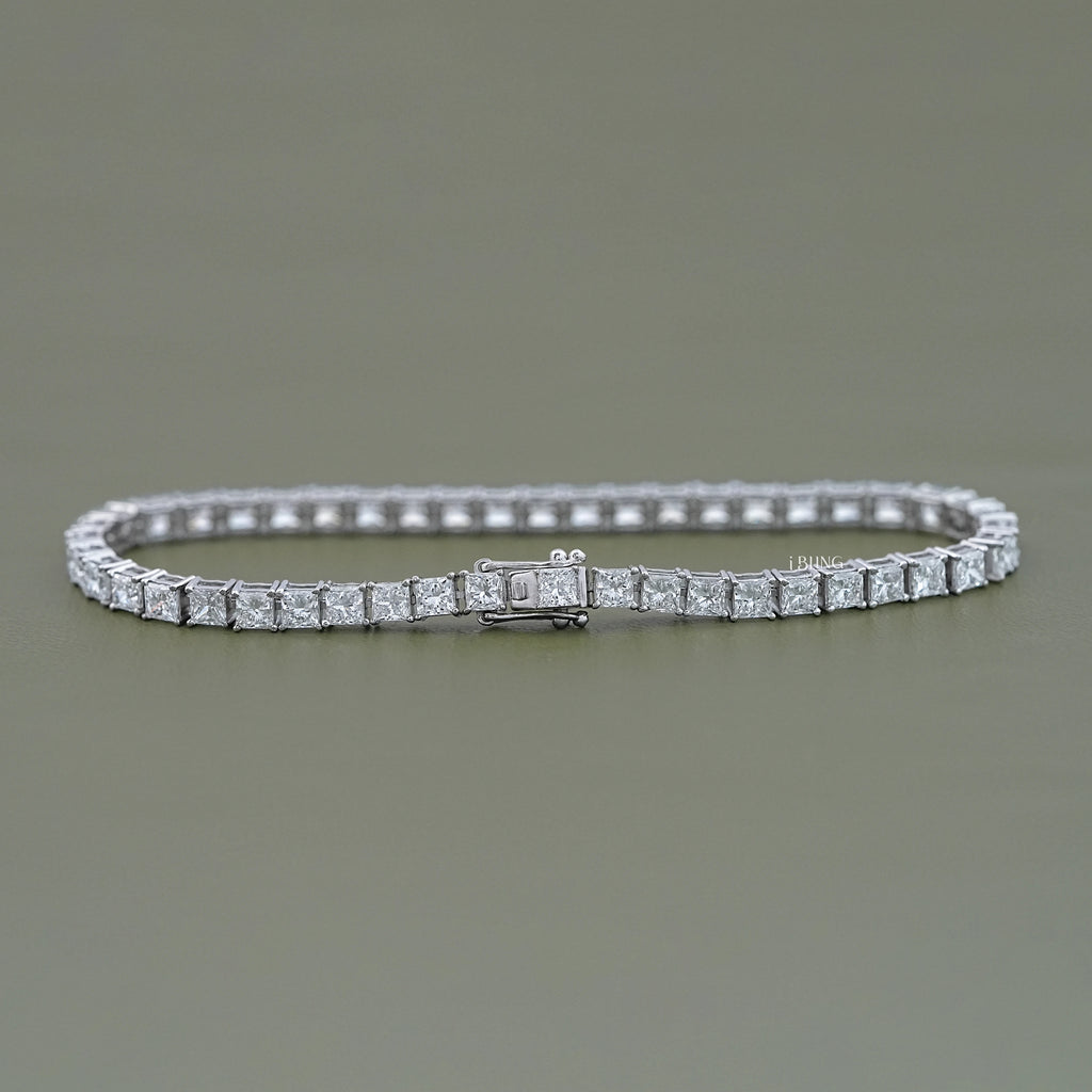 Princess Cut CVD Diamond Bridal Tennis Bracelet