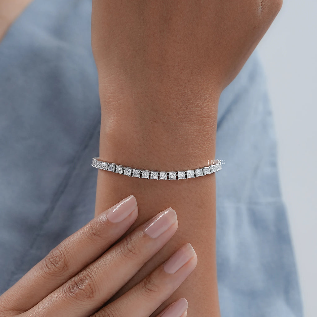Princess Cut CVD Diamond Bridal Tennis Bracelet