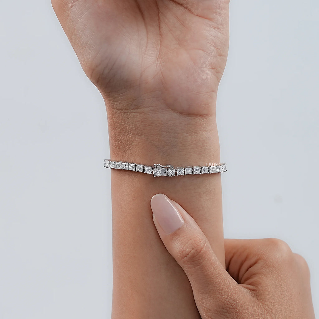 Princess Cut CVD Diamond Bridal Tennis Bracelet