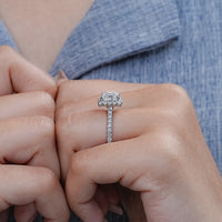 Princess Lab Diamond Halo Engagement Ring