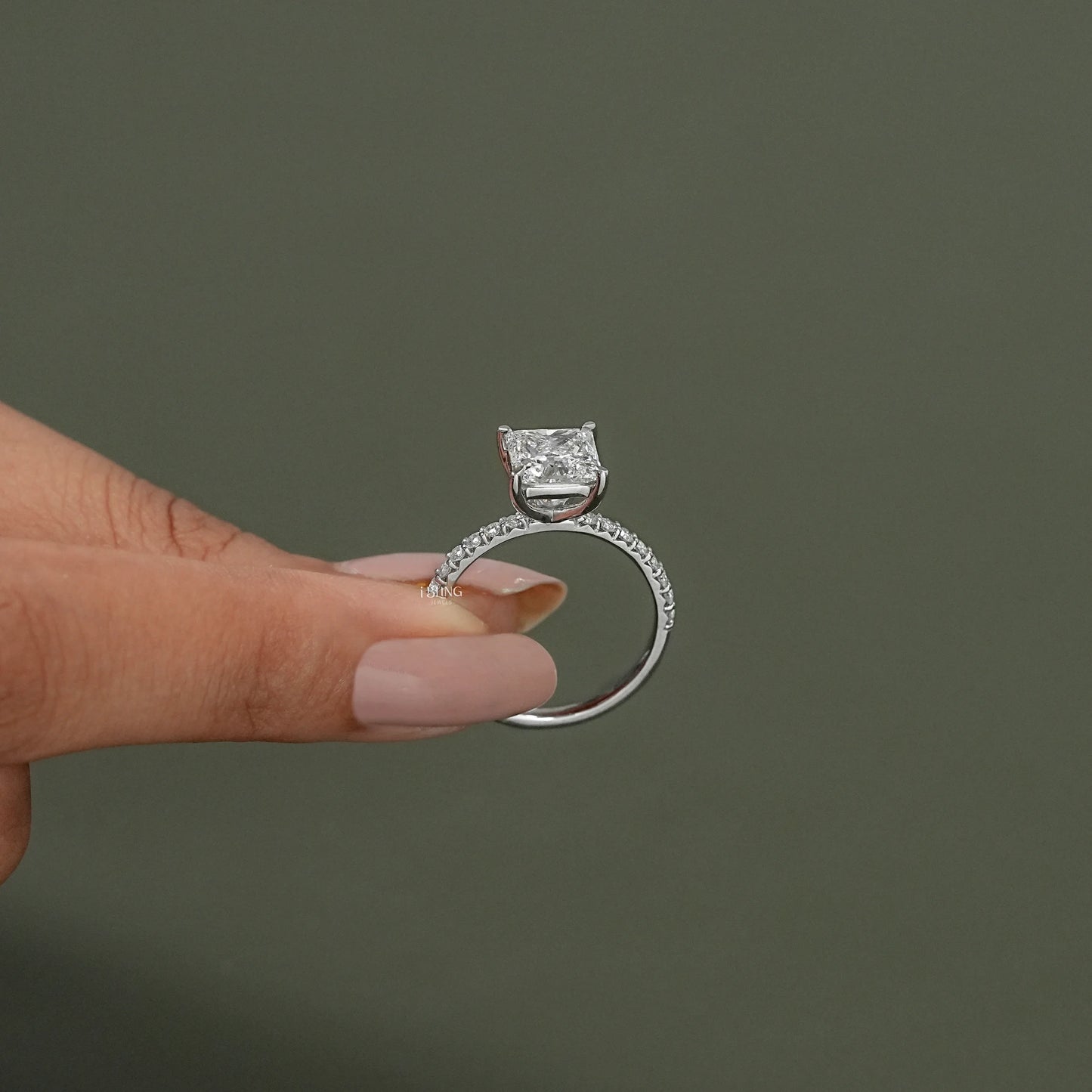 Princess Cut Solitaire With Accent Engagement Ring Solitaire Ring