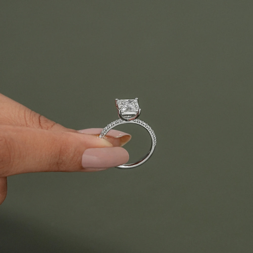 Princess Cut Solitaire With Accent Engagement Ring